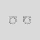 FERRAGAMO Gancini Crystals Small Earrings In Silver Color 696577 lusso citta lusso citta