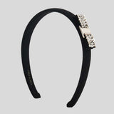 FERRAGAMO Vara Bow Crystal Headband Black/Silver 713034