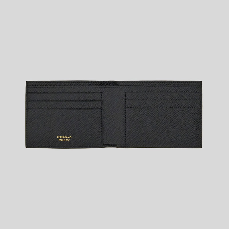 FERRAGAMO Gancini Men's Leather Bifold Wallet Black 775644