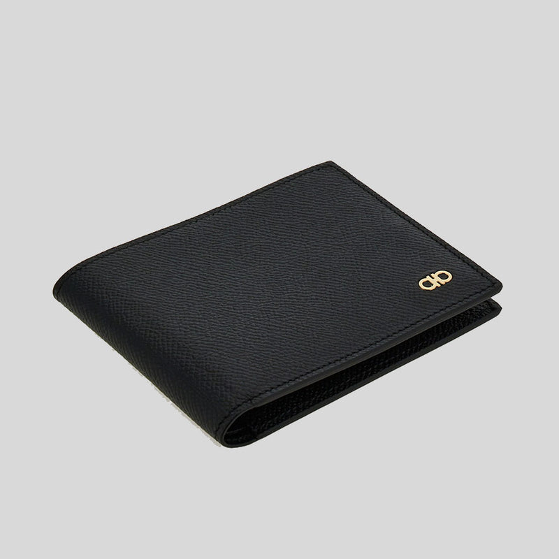 FERRAGAMO Gancini Men's Leather Bifold Wallet Black 775644