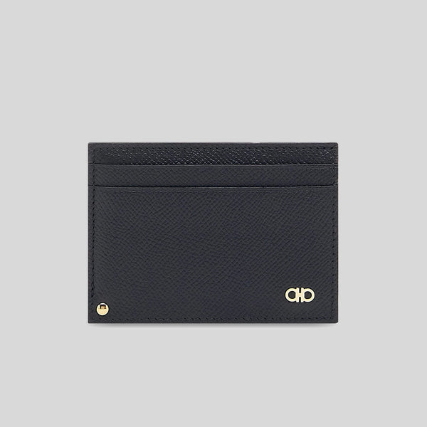 FERRAGAMO Men's Credit Card Holder With ID Slot Black 775660 lussocitta lusso citta