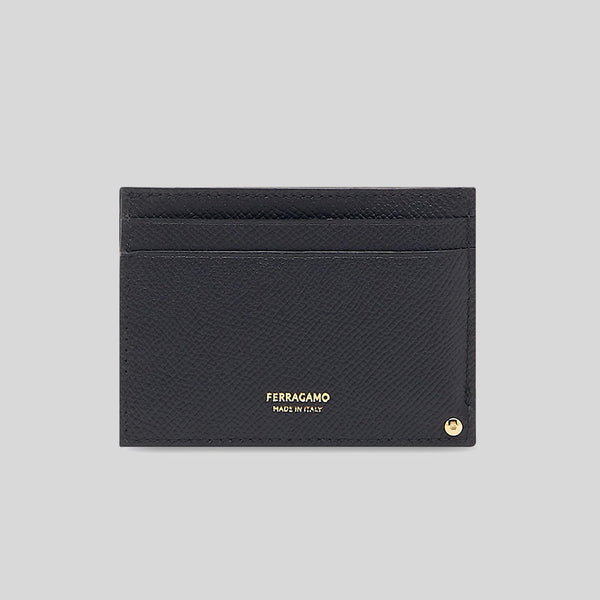 FERRAGAMO Men's Credit Card Holder With ID Slot Black 775660