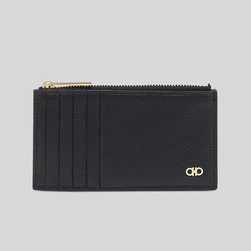 FERRAGAMO Gancini Credit Card Holder Black 775663
