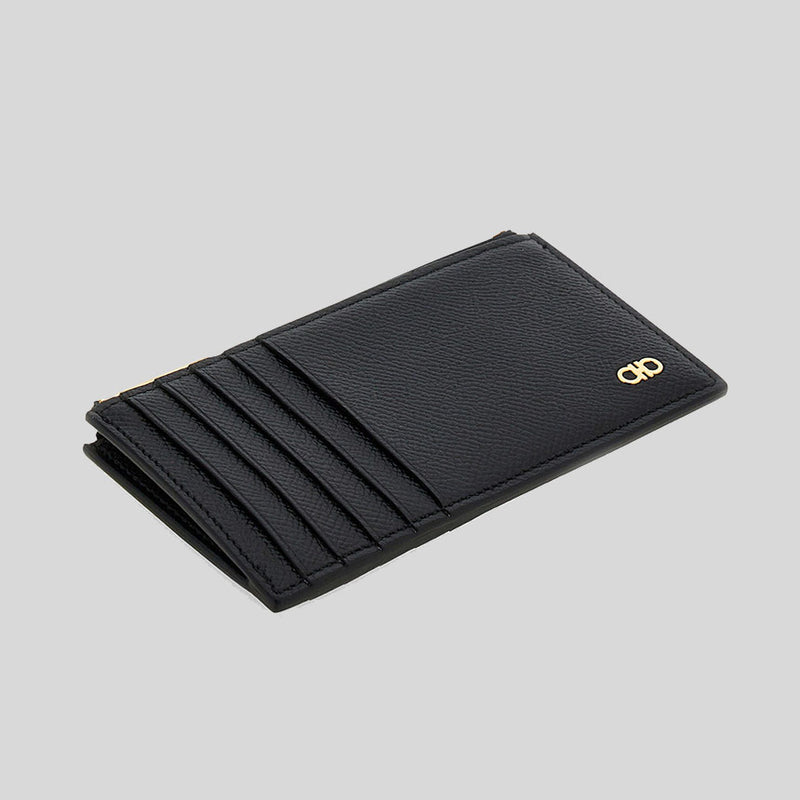 FERRAGAMO Gancini Credit Card Holder Black 775663