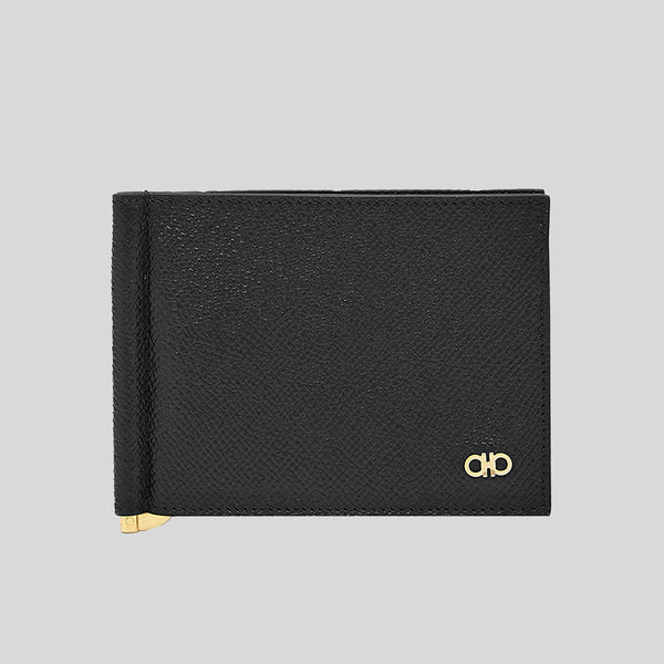 FERRAGAMO Gancini Men's Wallet With Money Clip Black 776473