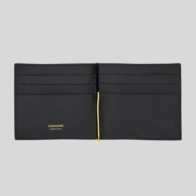 FERRAGAMO Gancini Men's Wallet With Money Clip Black 776473
