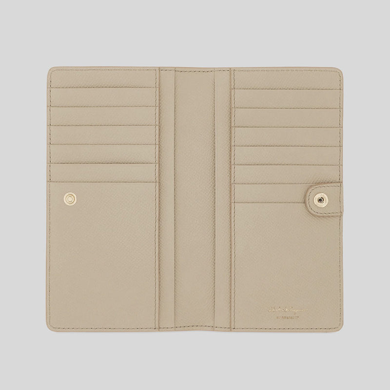 FERRAGAMO Gancini Continental Wallet Stone 779462