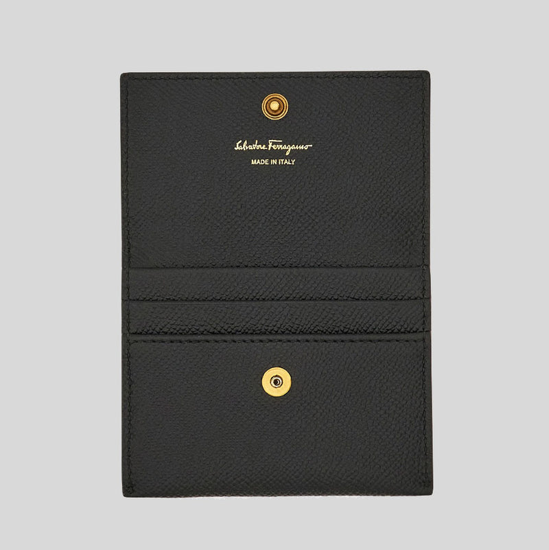 FERRAGAMO Gancini Card Holder Black 779901