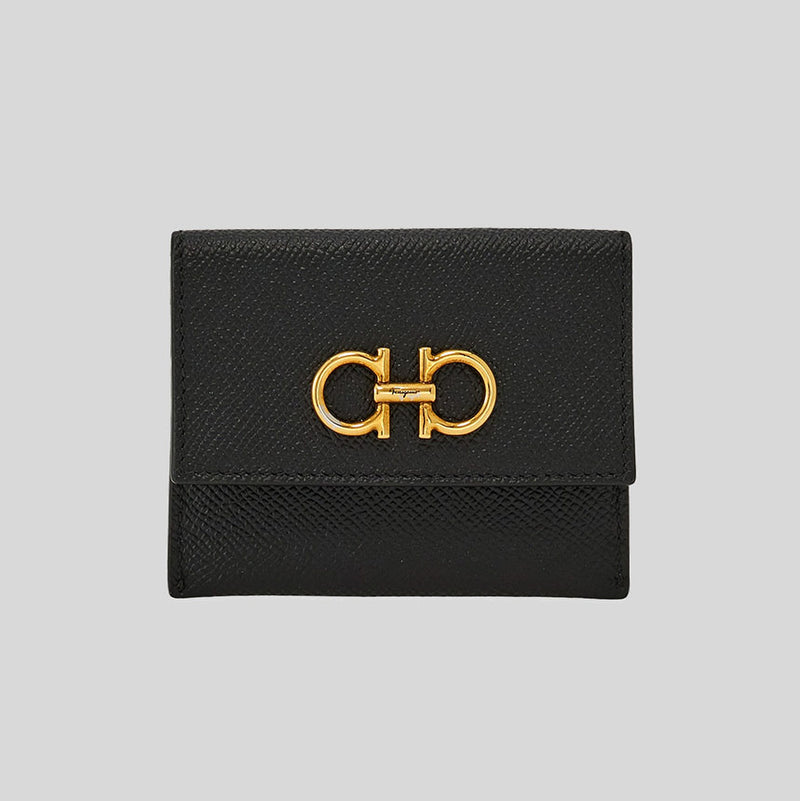 FERRAGAMO Gancini Card Holder Black 779901 lussocitta lusso citta