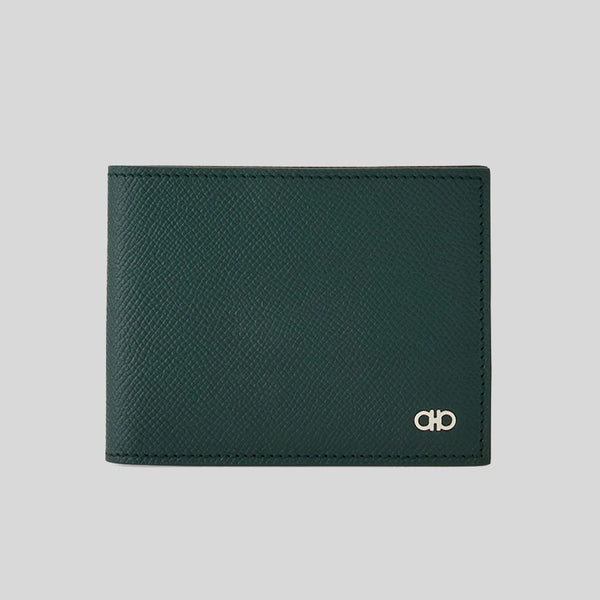 FERRAGAMO Gancini Men's Leather Bifold Wallet Moss 784814 lussocitta lusso citta