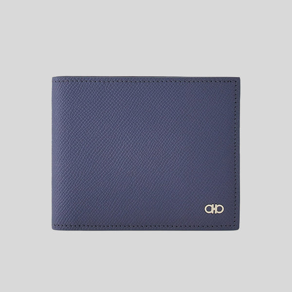 FERRAGAMO Gancini Men's Leather Bifold Coin Wallet Graphite 784817 lussocitta lusso citta