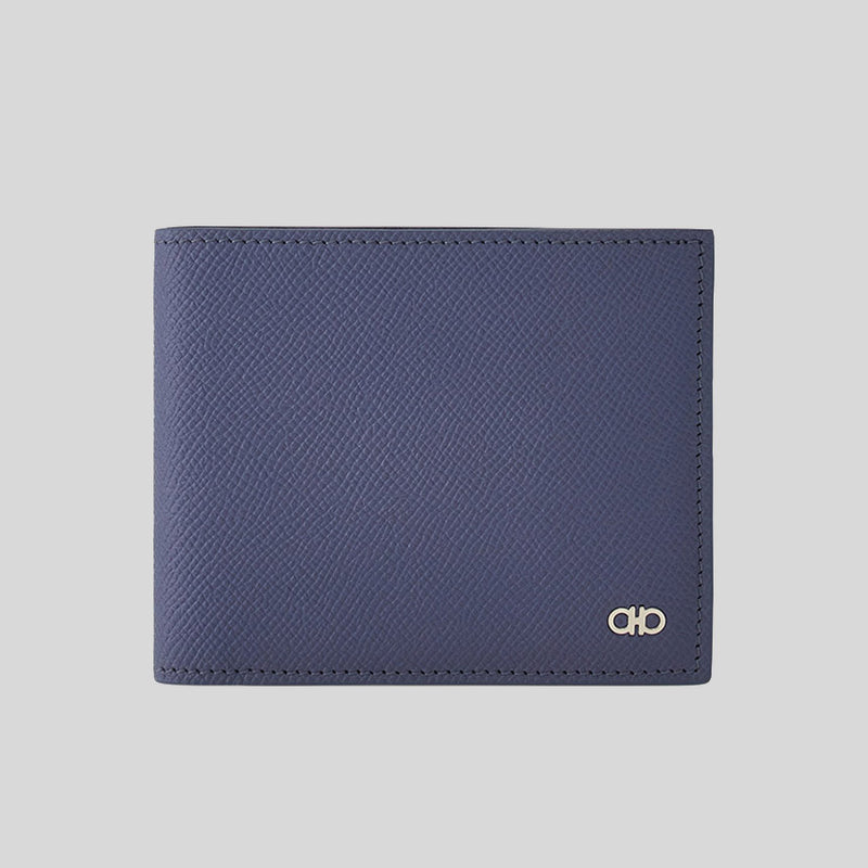 FERRAGAMO Gancini Men's Leather Bifold Coin Wallet Graphite 784817 lussocitta lusso citta