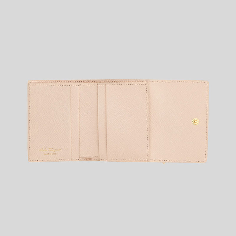 FERRAGAMO Calf Leather Trifold Wallet Ballet 785174