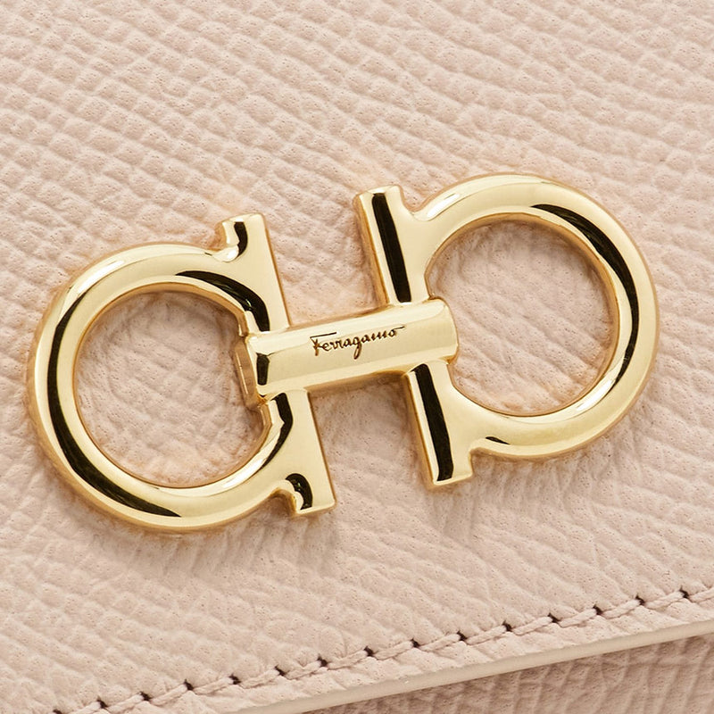 FERRAGAMO Calf Leather Trifold Wallet Ballet 785174