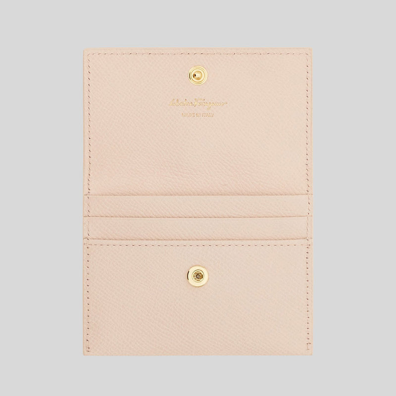 FERRAGAMO Gancini Card Holder Ballet Pink 785211