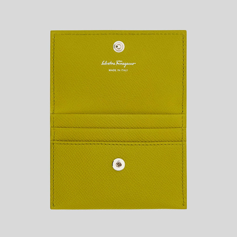 FERRAGAMO Gancini Card Holder Lemongrass 785212
