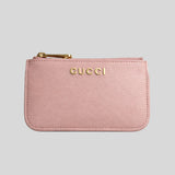 GUCCI Script Small Pouch With Key Fob Pink 790102