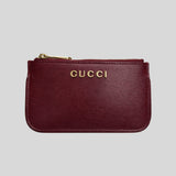 GUCCI Script Small Pouch With Key Fob Burgundy 790102