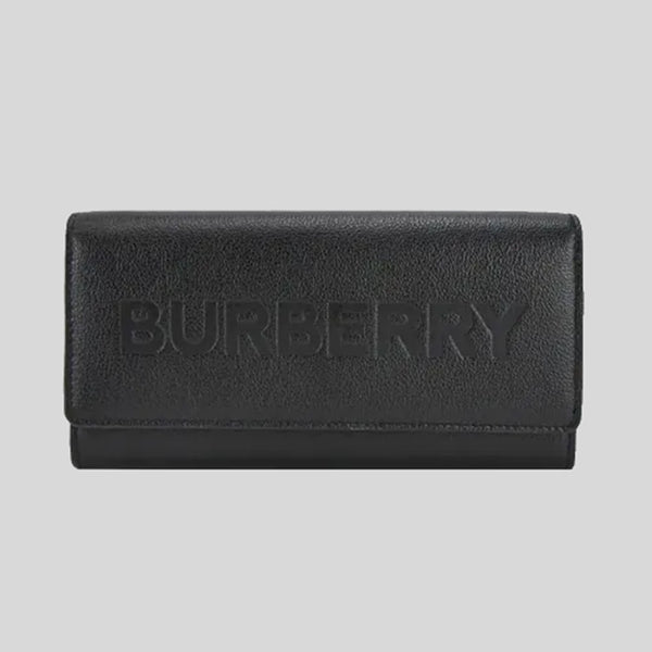 BURBERRY Porter Leather Flap Continental Long Wallet Black 80528341