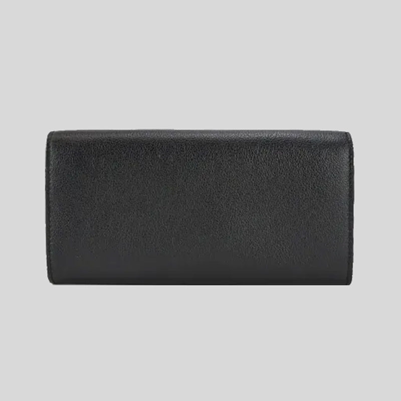 BURBERRY Porter Leather Flap Continental Long Wallet Black 80528341