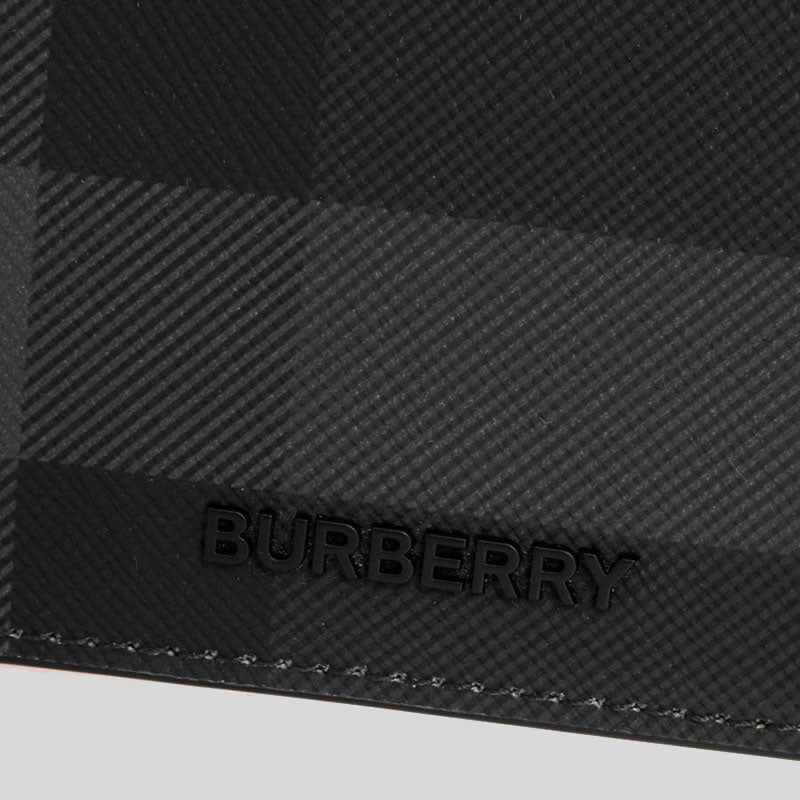 BURBERRY Men's Reg CC Charcoal Check Canvas Bifold Wallet Charcoal 8070273