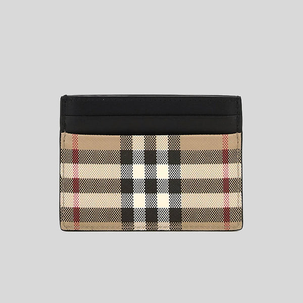BURBERRY SANDONVintage Check And Leather Card Case Archive Beige/Black 8084175 lussocitta lusso citta