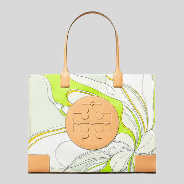 TORY BURCH Ella Tulip Printed Tote Bag Green Multi 88237