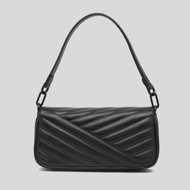 TORY BURCH Small Kira Chevron Flap Shoulder Bag Black/Black 90457