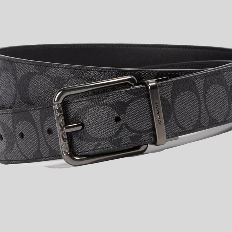 COACH Harness Buckle Cut To Size Reversible Belt, 38 Mm Charcoal/Black 91283