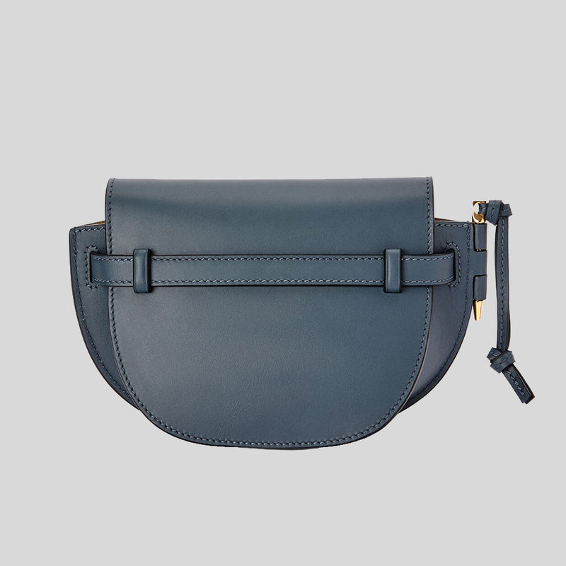 LOEWE Mini Gate Dual Bag In Soft Calfskin And Jacquard Onyx Blue A650N46X13