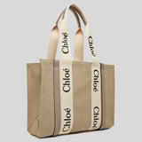 CHLOE Woody Medium Tote Bag Musk Grey CHC22AS383I2600O