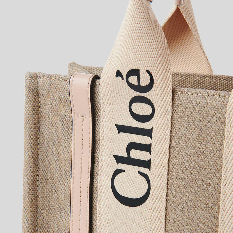CHLOE Small Woody Tote Bag Cement Pink CHC22AS397I266J5
