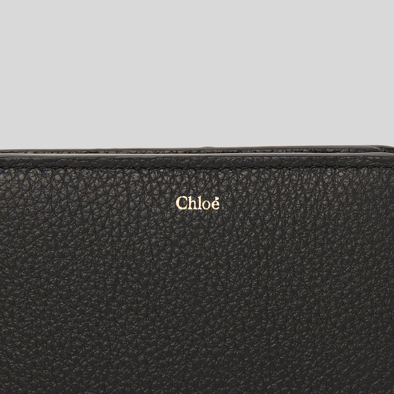 CHLOE Alphabet Compact Wallet In Grained Leather Black CHC22WP765F57