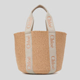CHLOE Large Woody Basket In Natural Fibers Vintage Khaki CHC23AS380L18