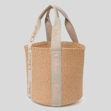 CHLOE Large Woody Basket In Natural Fibers Vintage Khaki CHC23AS380L18