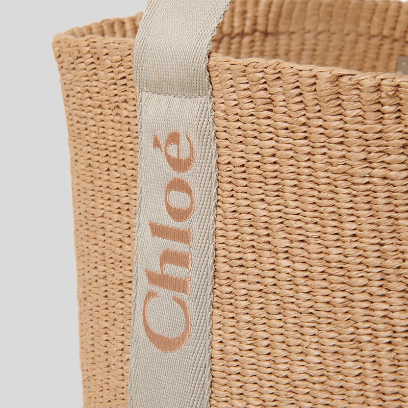CHLOE Large Woody Basket In Natural Fibers Vintage Khaki CHC23AS380L18