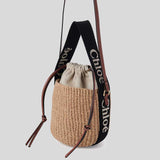 CHLOE Small Woody Basket In Natural Fibers Black/Beige CHC23AS381L18915