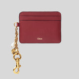 CHLOE Charms Card Holder In Grained Leather Brunet Red CH25AP977Q12622 lussocitta lusso citta