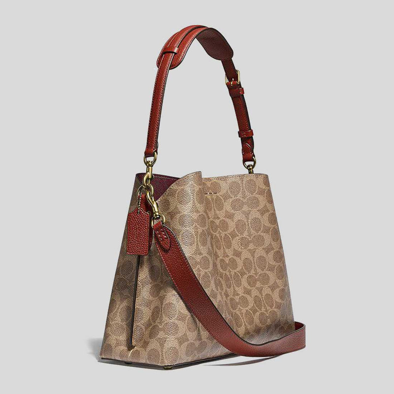 COACH Willow Shoulder Bag In Signature Canvas Tan Rust C2745