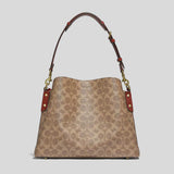 COACH Willow Shoulder Bag In Signature Canvas Tan Rust C2745