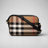 BURBERRY Small Camera Bag Check Canvas Black 81140741