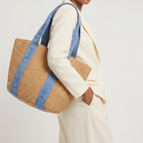 CHLOE Large Woody Basket In Natural Fibers Ashes Blue CHC23AS380L1844J