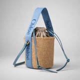 CHLOE Small Woody Basket In Natural Fibers Ashes Blue CHC23AS381L1844J