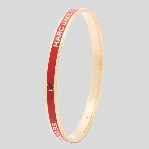 MARC JACOBS The Medallion Scalloped Bangle Bracelet True Red Gold J103MT7PF22