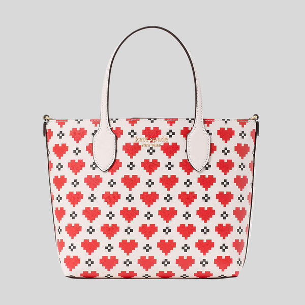 KATE SPADE Bleecker Pixel Hearts Medium Crossbody Tote Cream KJ895