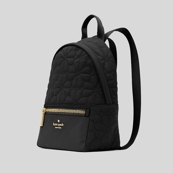 KATE SPADE Spade Flower Quilted Fabric Small Backpack Black KK158