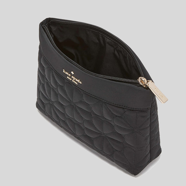 KATE SPADE Spade Flower Quilted Fabric Pouch Black KK254
