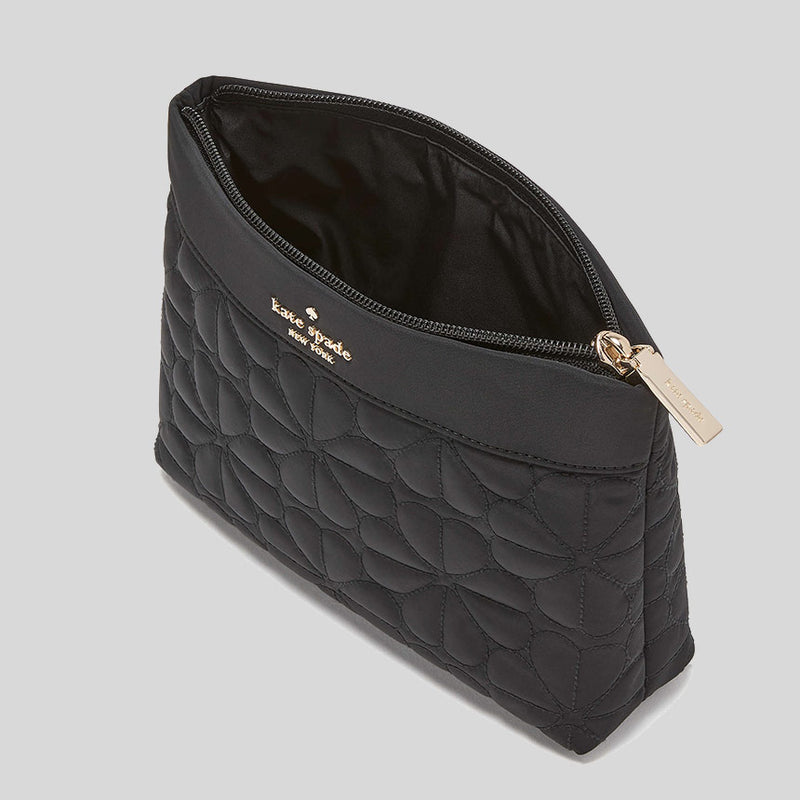 KATE SPADE Spade Flower Quilted Fabric Pouch Black KK254