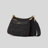 KATE SPADE Duet Spade Flower Quilted Nylon Crossbody Bag Black KK901