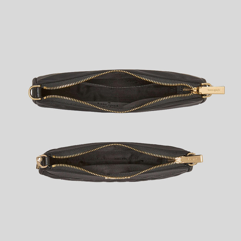 KATE SPADE Duet Spade Flower Quilted Nylon Crossbody Bag Black KK901